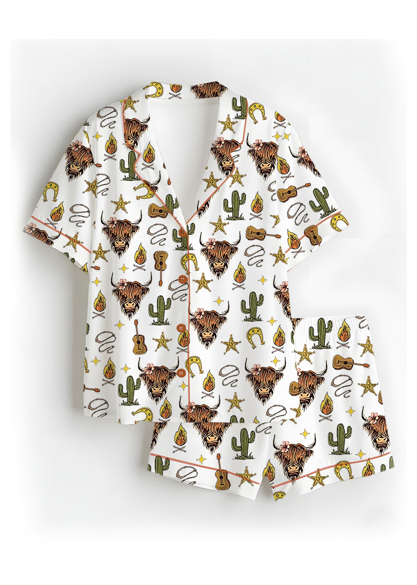 Women’s Rustic Americana Western Satin Pajama Set For Women