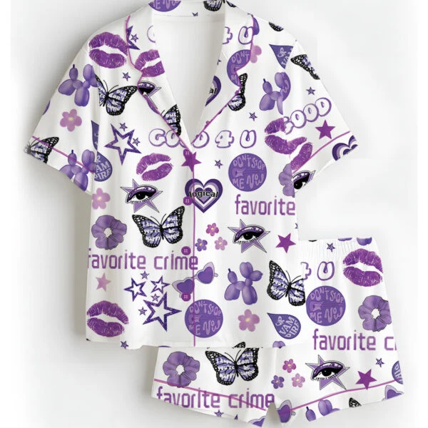 Women's Good 4U Favorite Crime Pajamas Set For Women, White Color, US Size S-5XL