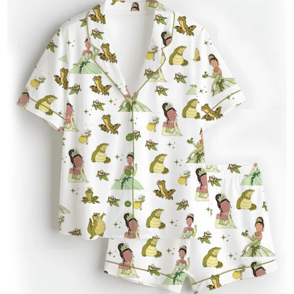 Women's Princess And The Frog Pajamas Set For Women, White Color, US Size S-5XL