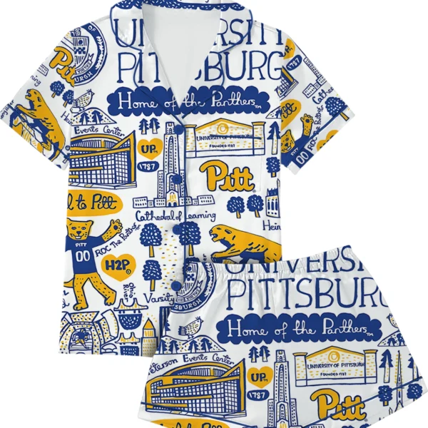University Of Pittsburgh Satin Pajama Set For Women