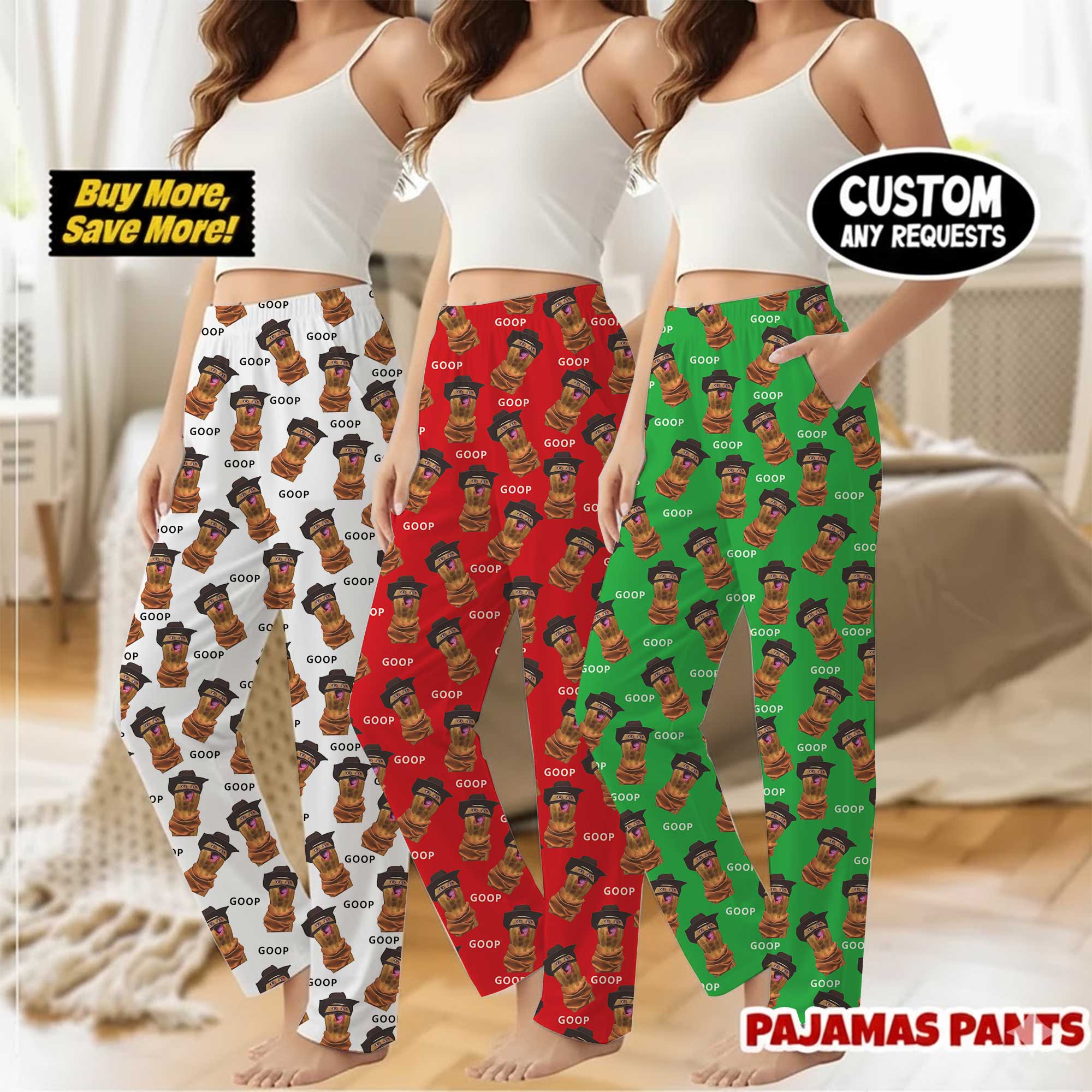 Unisex Cute Cartoon Print PJ Pants | Long Lounge Trousers with Elastic Waist