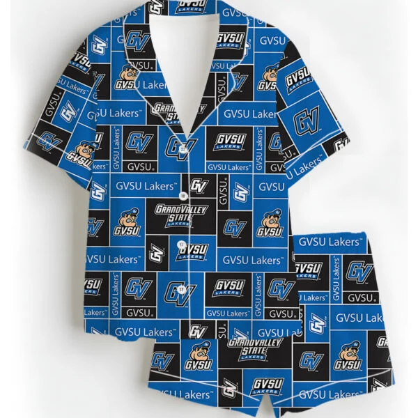 Valley State University Lakers GVSU College Royal Blue Satin Pajama Set For Women