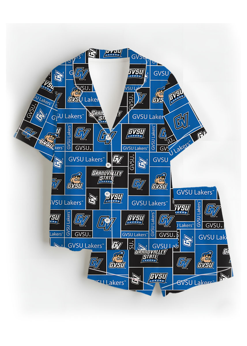 Valley State University Lakers GVSU College Royal Blue Satin Pajama Set For Women