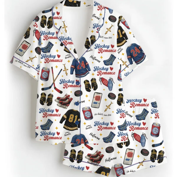 Hockey Romance Satin Pajamas Set For Women