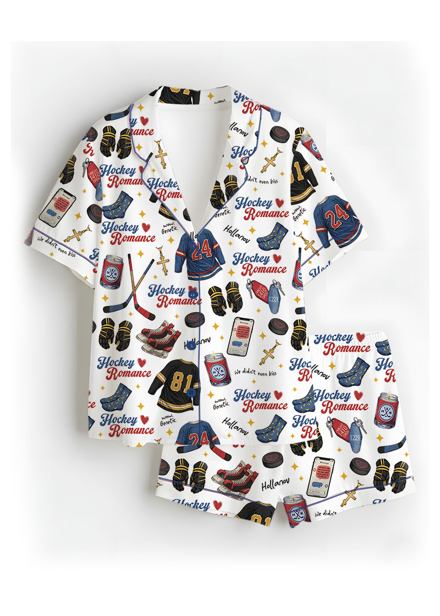 Hockey Romance Satin Pajamas Set For Women