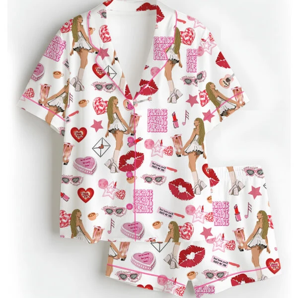 Espresso Music Album Satin Pajamas Set For Women