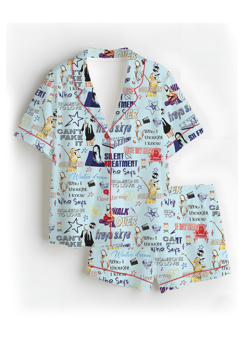 Aesthetic Star Satin Pajamas Set For Women