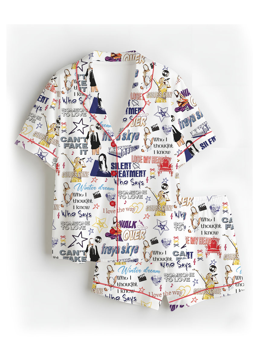 Aesthetic Star Satin Pajamas Set For Women