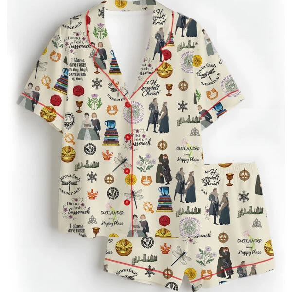 Fraser's Ridge Retro TV Series Satin Pajamas Set For Women