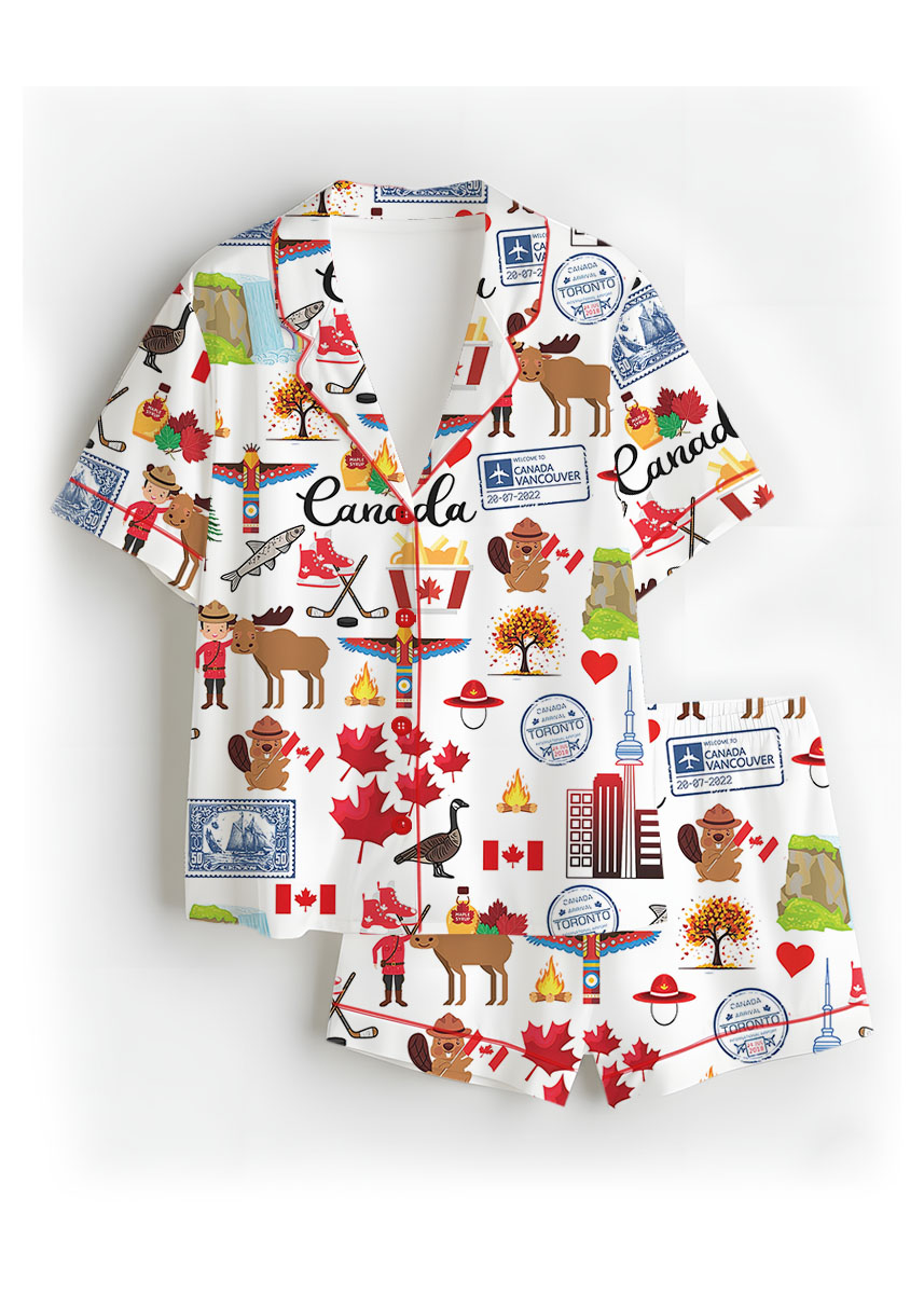 Women's Canada Travel Satin Pajamas Set For Women