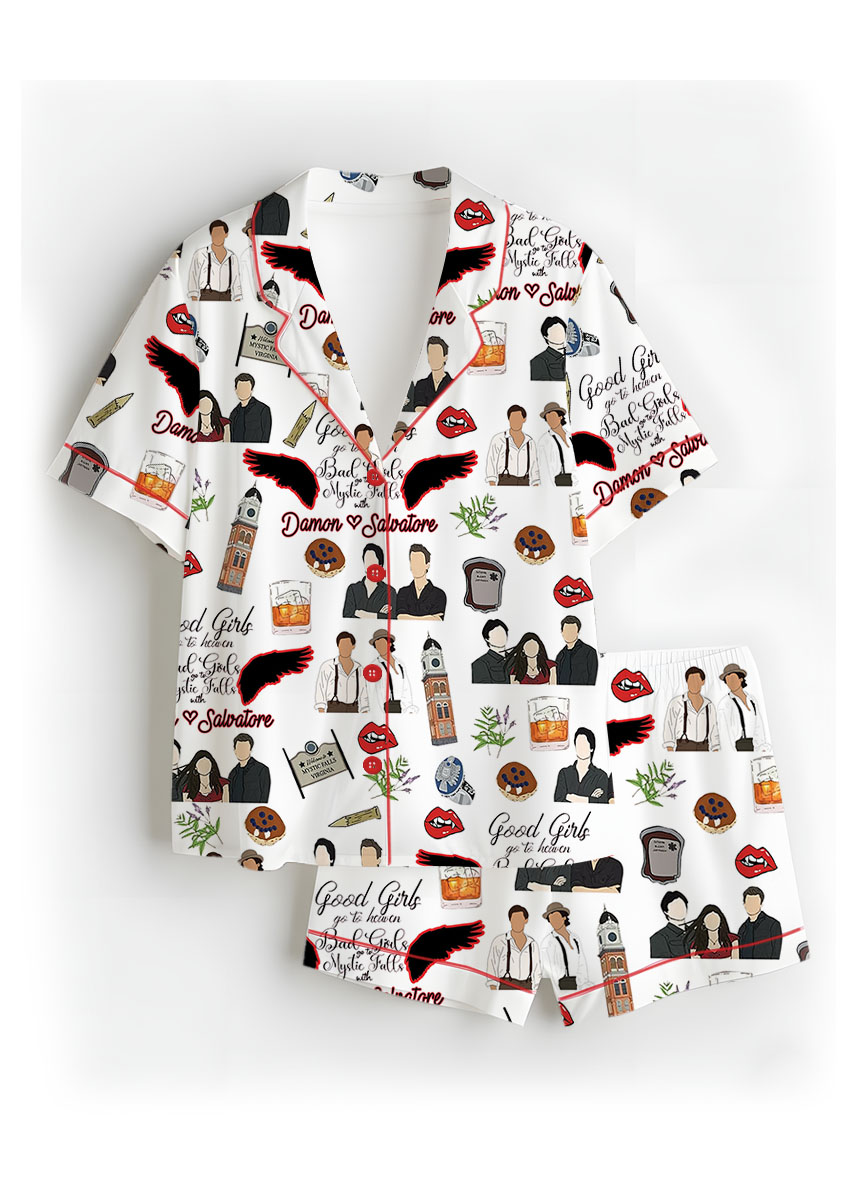 Vampire Diaries TV Series Satin Pajamas Set For Women
