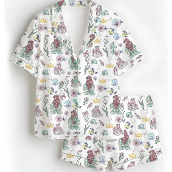 Women's Princesses Back View Pajamas Set For Women, White Color, US Size S-5XL