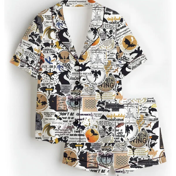 Women's Book Series Pajamas Set For Women, White Color, US Size S-5XL