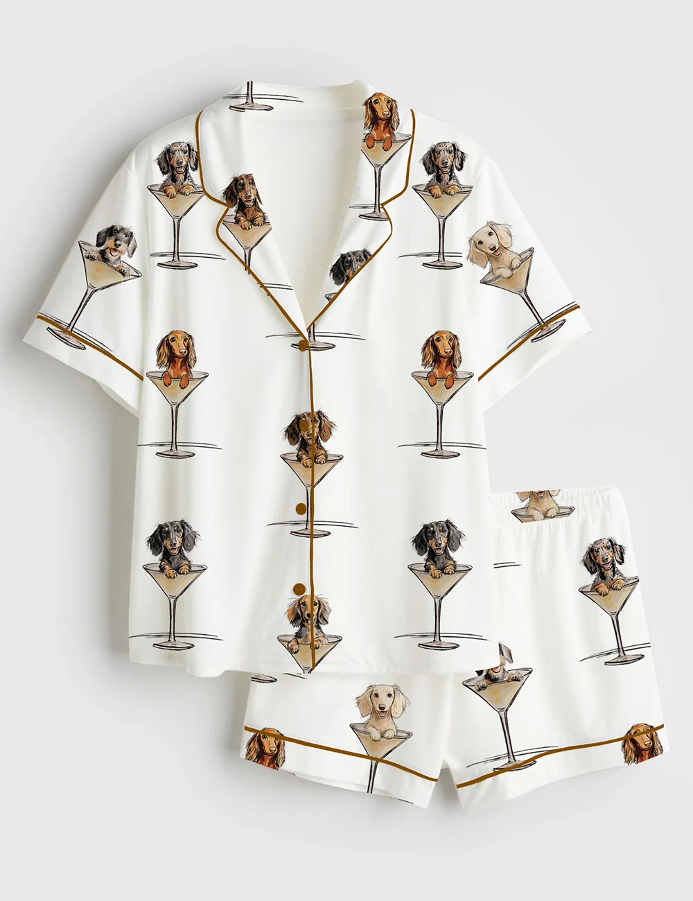 Women’s Dachshund Teeni Weeni Espresso Martini Satin Pajamas Set For Women