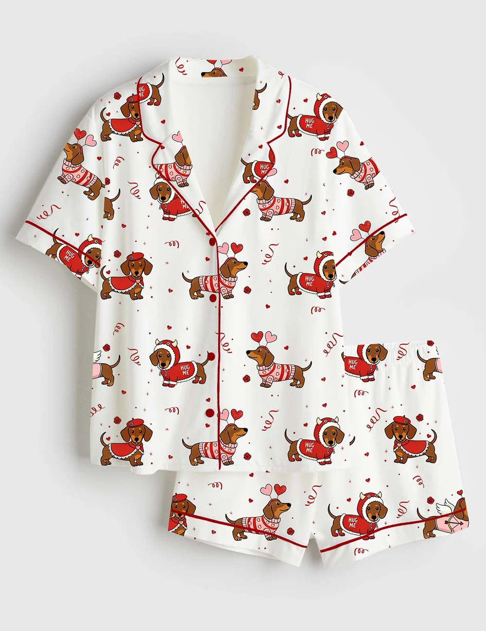 Women's Christmas Dachshund Satin Pajama Set For Women