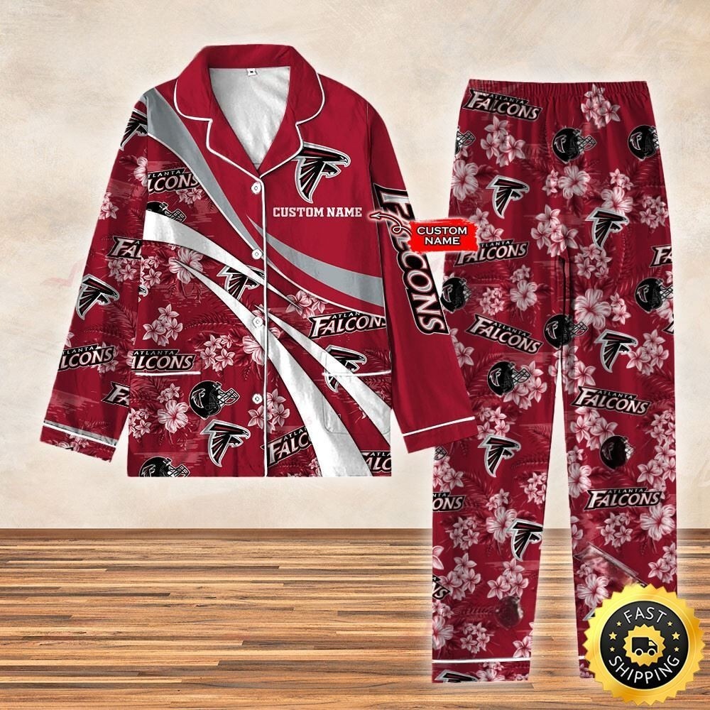 Falcons Pajama Set &ndash; Football Lounge Wear, Red Team Print Sleep, hallowen