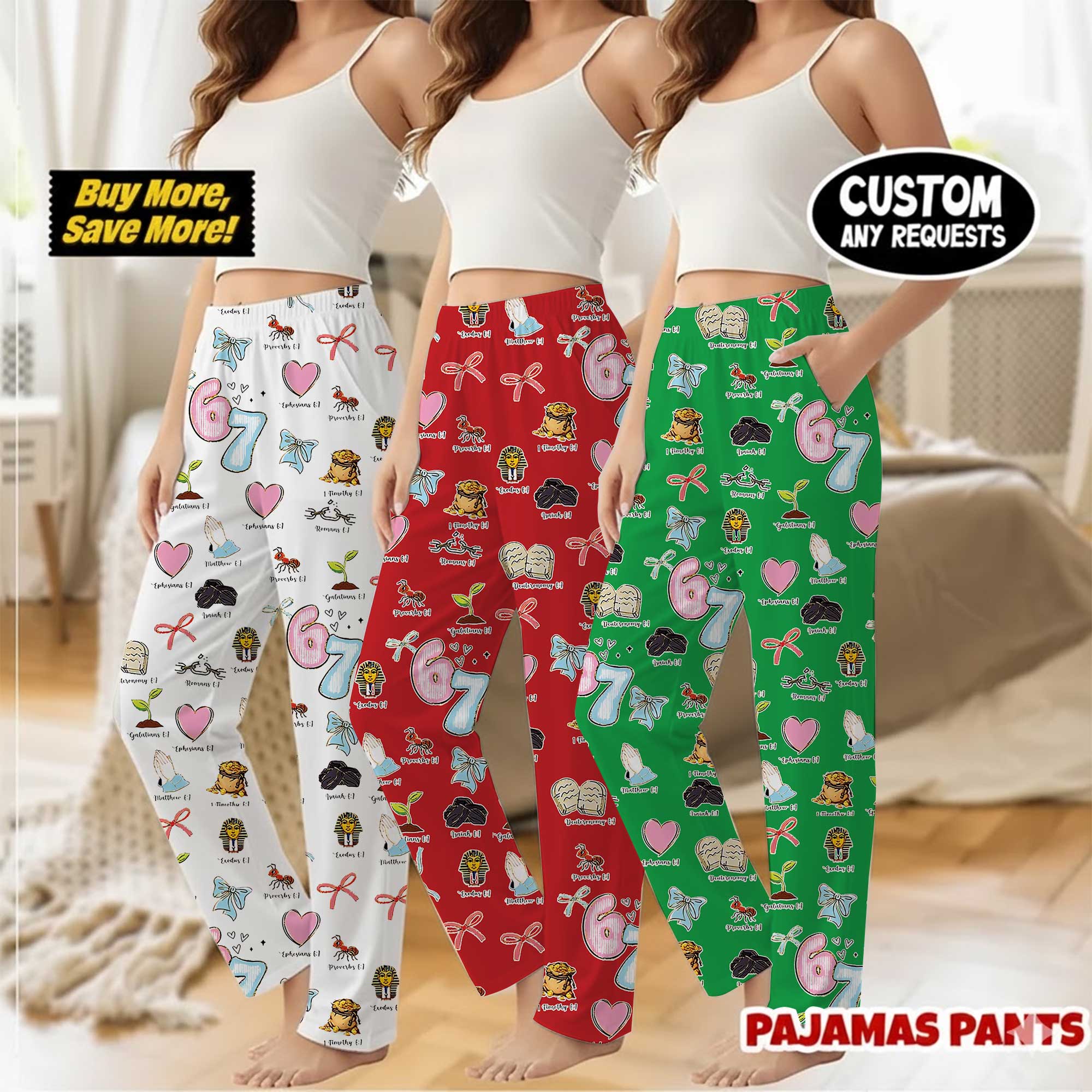 God Did It First Christian 6 7 Six Seven Meme Satin Pajama Pants For Women