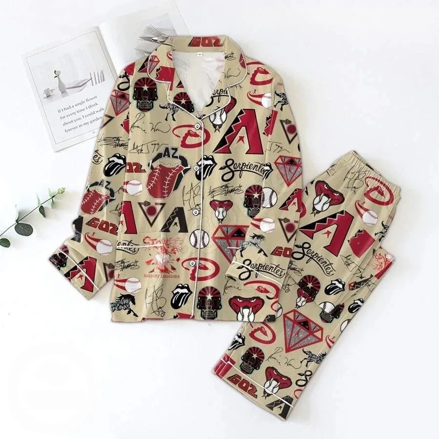 Arizona Pajama Set – Football Lounge Wear, Red Team Print Sleep, hallowen