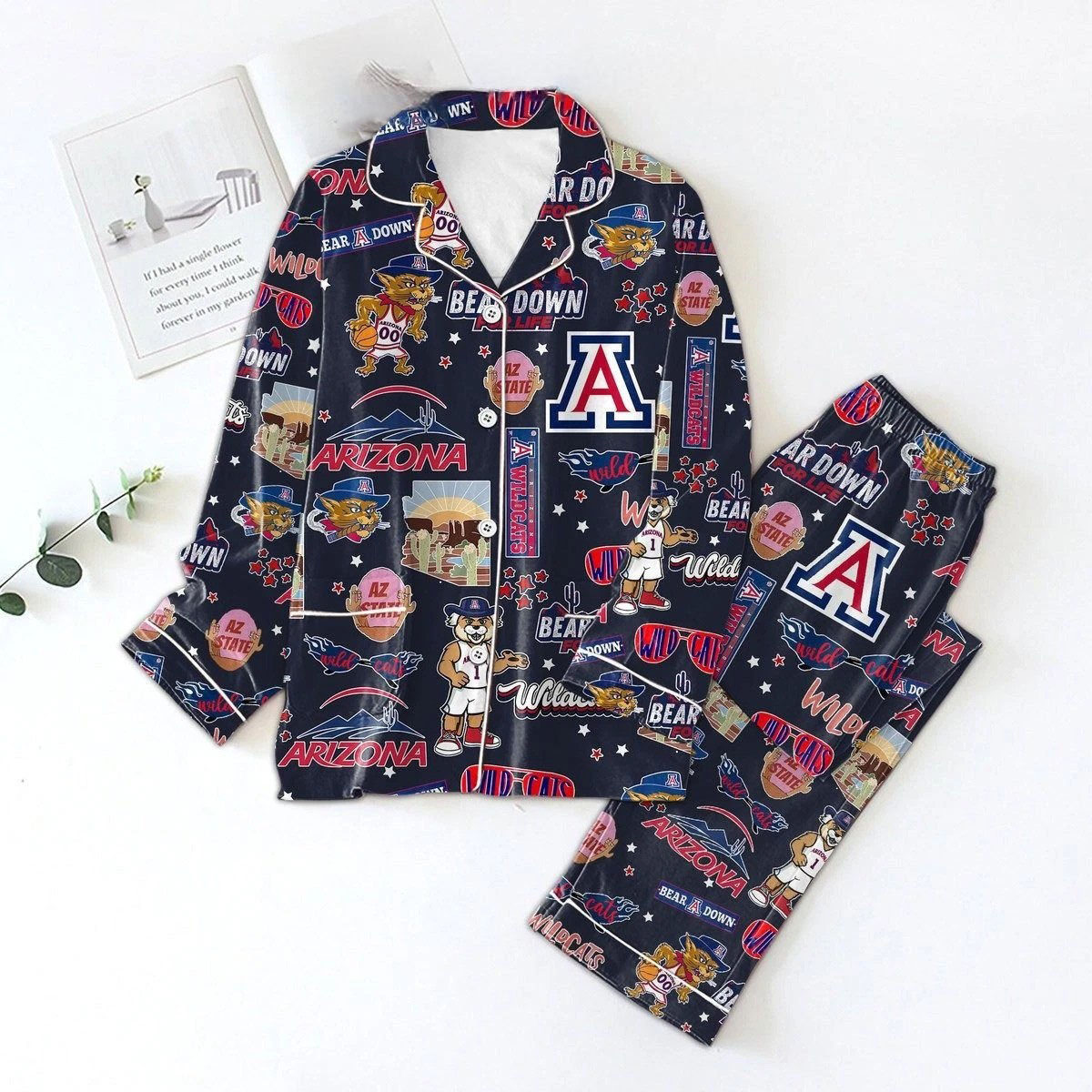 Arizona Pajama Set – Football Lounge Wear, Red Team Print Sleep, hallowen