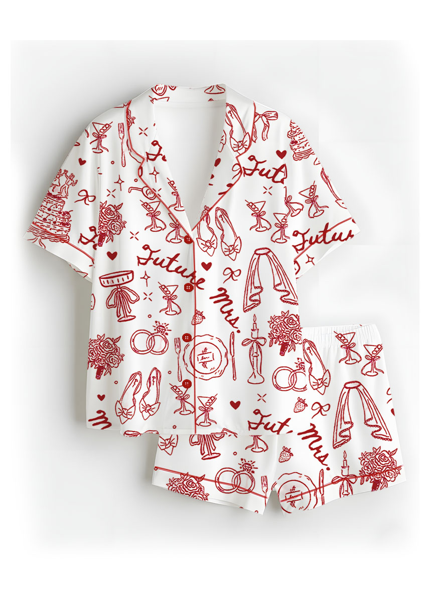 Women’s Future Mrs Bride To Be Gift In My Engaged Era Satin Pajamas Set, White Color, US Size S-5XL