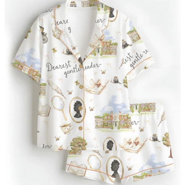 Women’s Derest Gentle Reader Pajamas Set For Women, White Color, US Size S-5XL