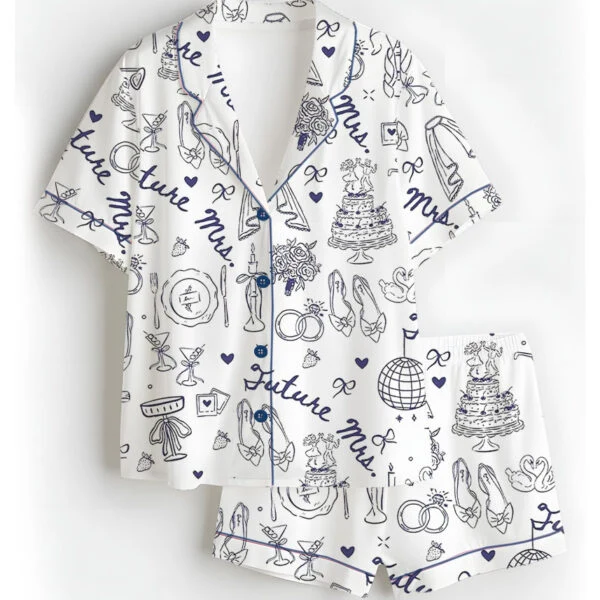 Women’s Future Mrs Bride To Be Gift In My Engaged Era Pajamas Set For Women, White Color, US Size S-5XL