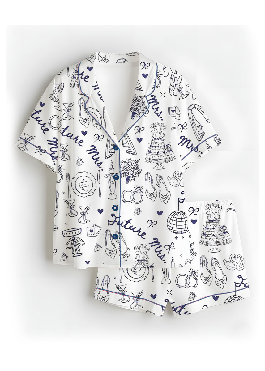Women’s Future Mrs Bride To Be Gift In My Engaged Era Pajamas Set For Women, White Color, US Size S-5XL