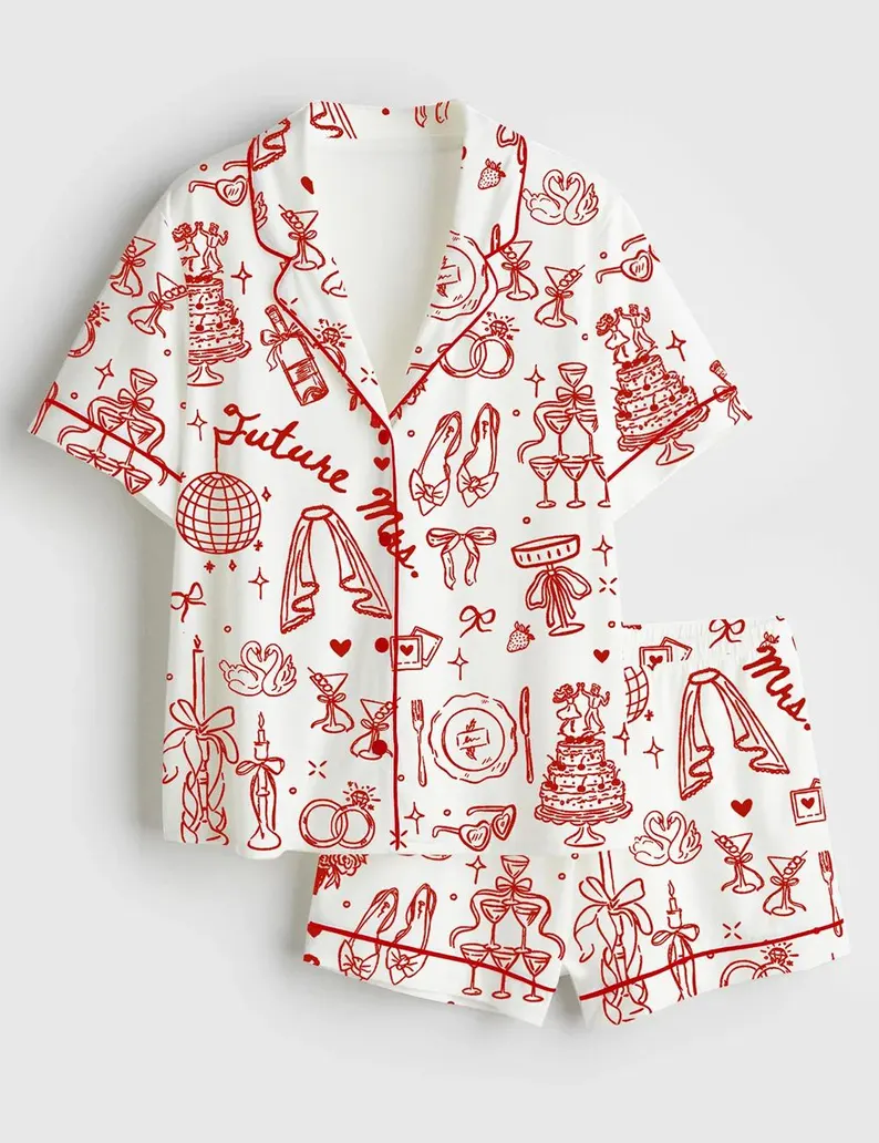 Women’s Future Mrs Bride To Be Gift In My Engaged Era Pajamas Set For Women, White Color, US Size S-5XL