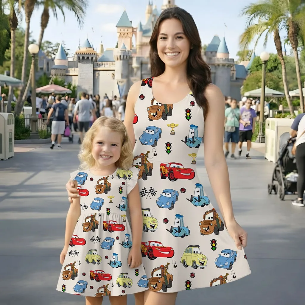 Disney Pixar Cars Characters Mommy & Me Dress, Mama Mini Family Matching Outfit