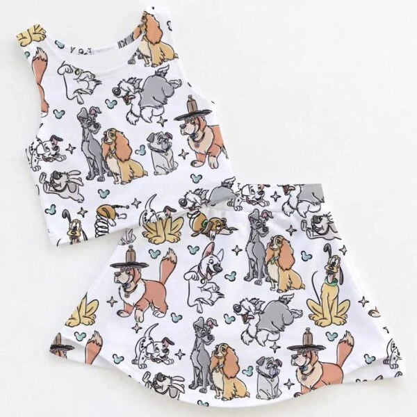 Women's Disney Dogs Activewear Set, Pluto Lady & Tramp Athletic Dress & Skort Outfit