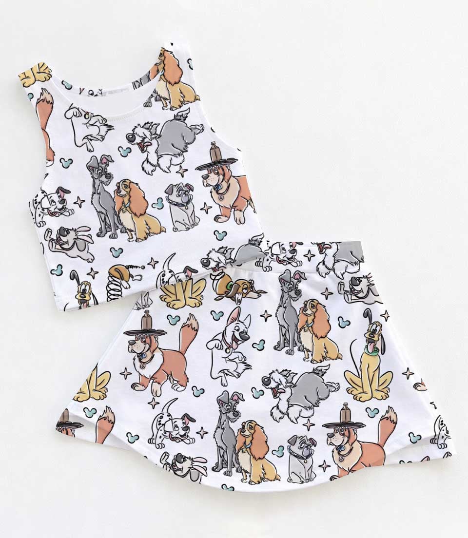 Women's Disney Dogs Activewear Set, Pluto Lady & Tramp Athletic Dress & Skort Outfit