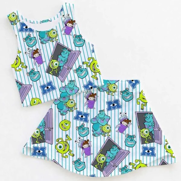 Women's Monsters Inc Coquette Activewear Set, Athletic Dress & Skort Outfit