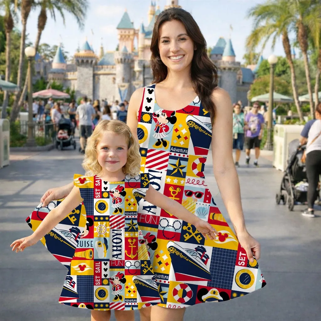Disney Cruise Line Ruffle Dress, Nautical Mickey Minnie Stitch Castaway Cay Vacation Outfit