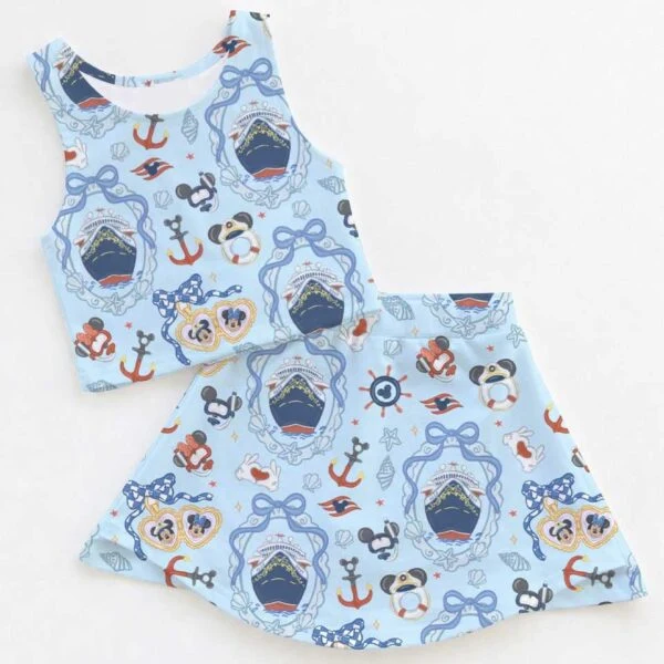 Disney Cruise Mickey Dress Set, Nautical Minnie Bow Vacation Outfit