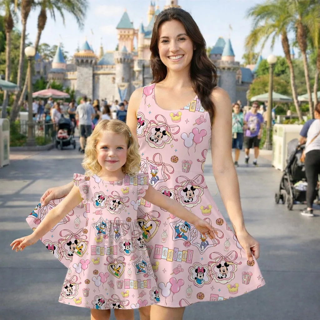 Mickey Coquette Bow Mommy & Me Dress, Mama Mini Castle Matching Outfit
