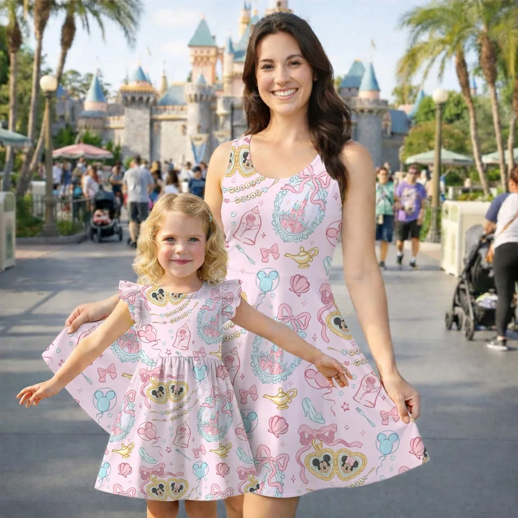 Mickey Coquette Bow Mommy & Me Dress, Mama Mini Castle Matching Outfit