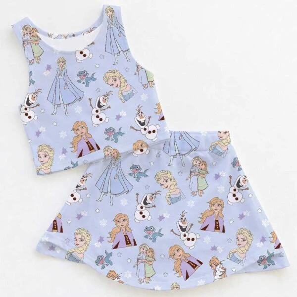Women's Frozen Princess Activewear Set, Elsa Anna Athletic Dress & Skort Outfit, Family Matching Sportswear