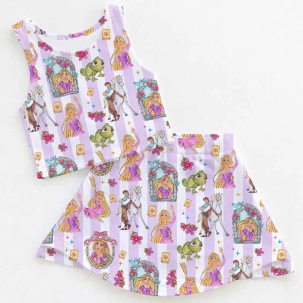 Women's Rapunzel Princess Activewear Set, Coquette Athletic Dress & Bow Skort Outfit, Family Matching Sportswear