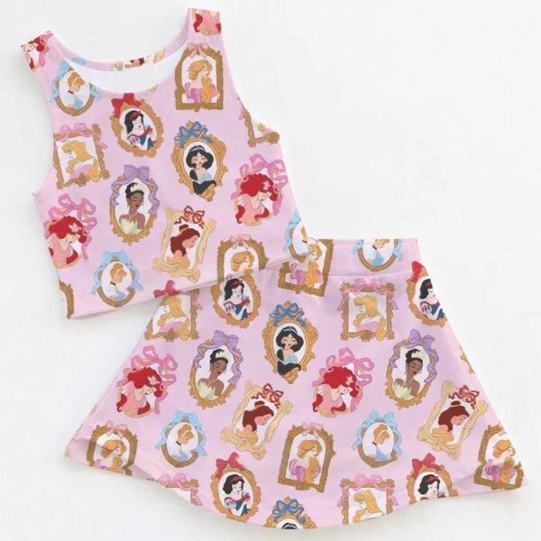 Women's Disney Princess Coquette Activewear Set, Mirror Frame Athletic Dress & Bow Skort Outfit