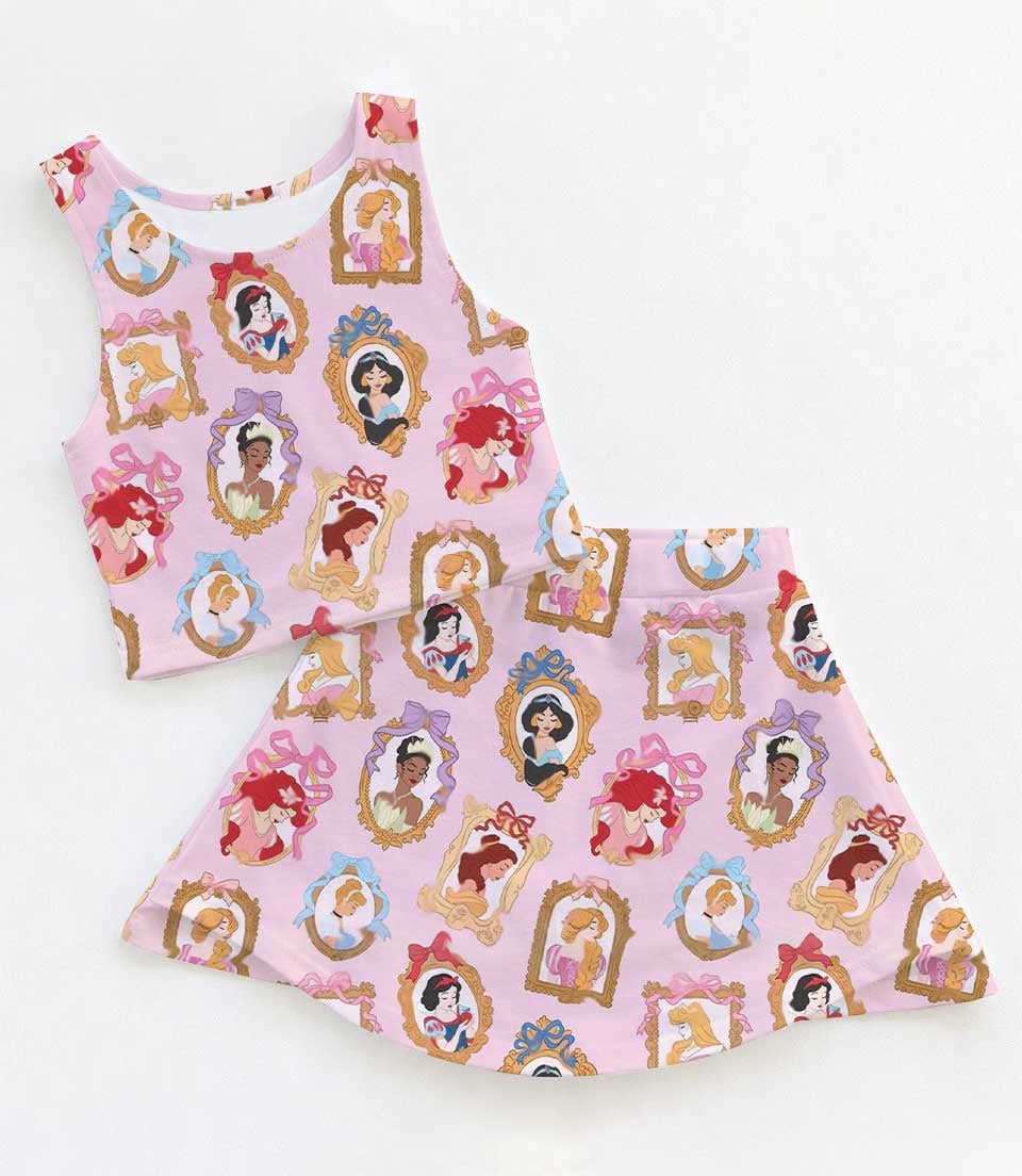 Women's Disney Princess Coquette Activewear Set, Mirror Frame Athletic Dress & Bow Skort Outfit
