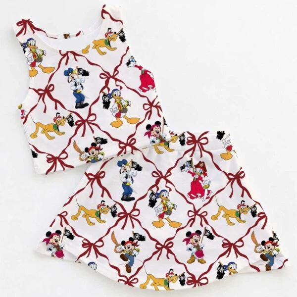 Women's Mickey & Friends Pirate Night Activewear Set, Nautical Cruise Athletic Dress & Skort Outfit