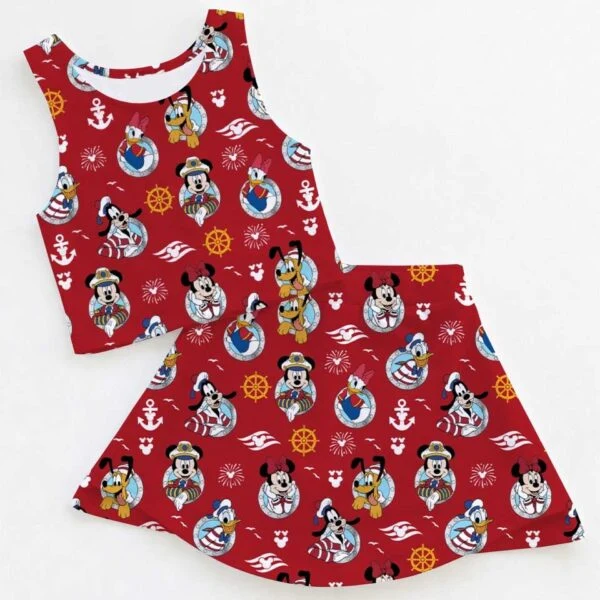 Women's Mickey & Friends Nautical Activewear Set, Pirate Night Cruise Athletic Dress & Skort Outfit