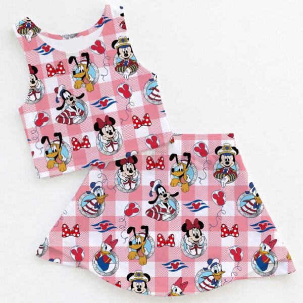 Women's Nautical Sailor Activewear Set, Mickey Castaway Cruise Athletic Dress & Skort Outfit