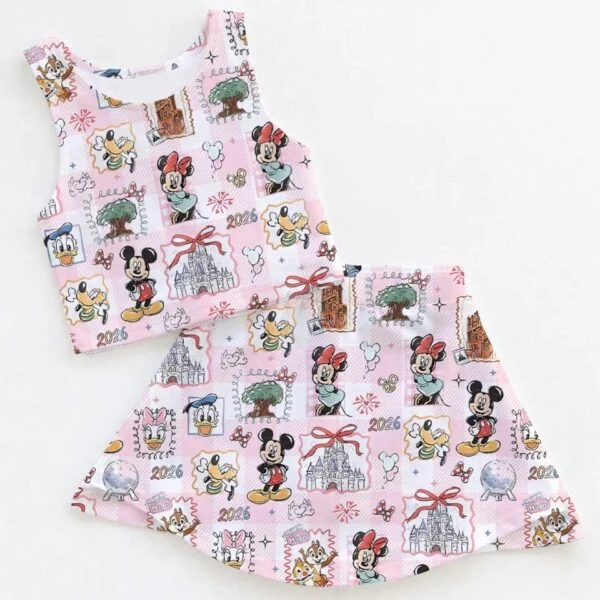 Disney Mickey & Friends Bows Dress Set, Pastel Family Vacation Matching Outfit