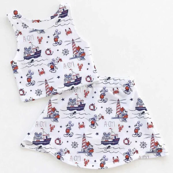 Women's Mickey & Friends Nautical Cruise Activewear Set, Castaway Adventure Athletic Dress & Skort Outfit