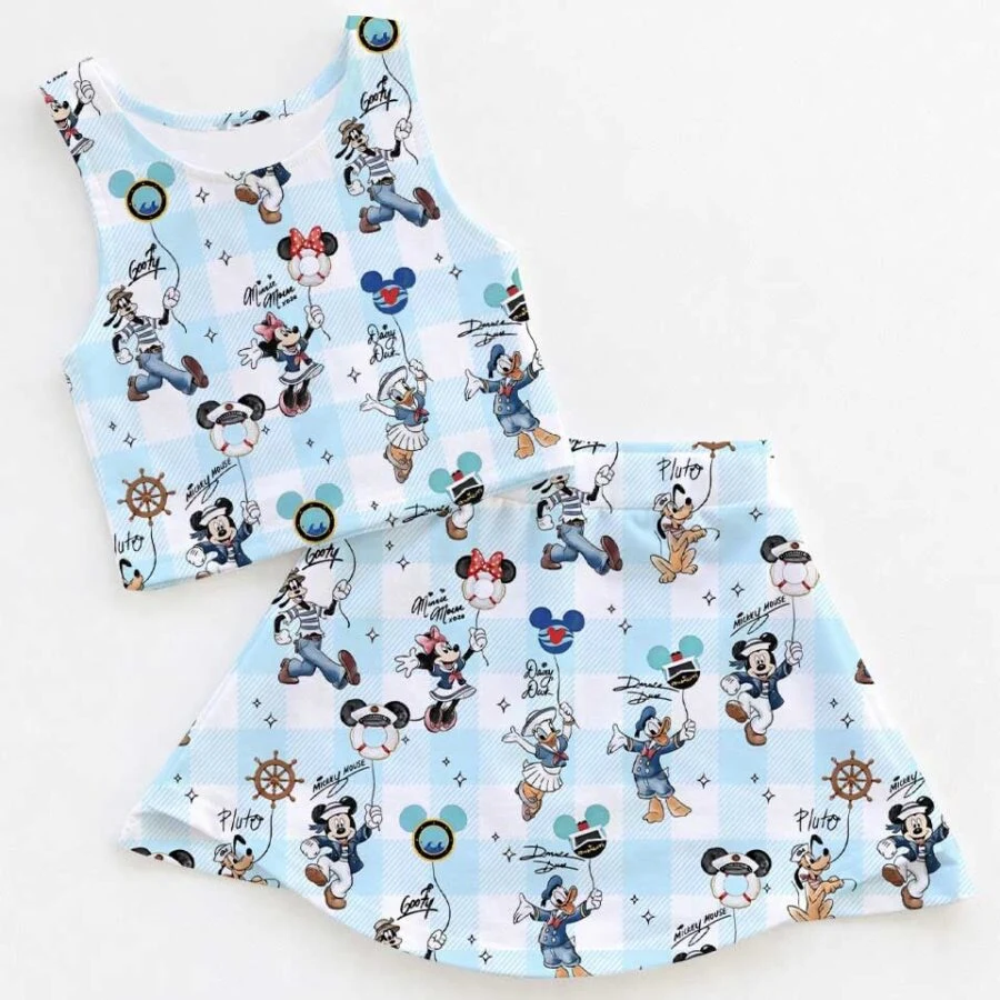 Disney Checkerboard Mickey & Friends Cruise Dress Set, DCL Summer Vacation Outfit