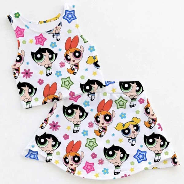 The Powerpuff Girls Dress Set, Cute Cartoon Birthday Vacation Outfit