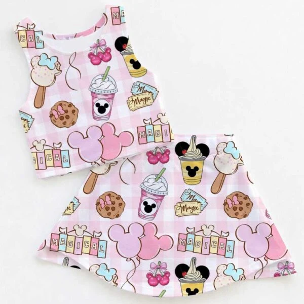 Mickey Mouse Food Pattern Dress Set, Disney Snack Family Matching Outfit