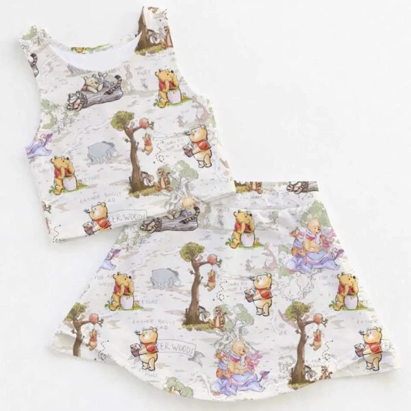 Women's Winnie the Pooh Coquette Activewear Set, Honey Bear Athletic Dress & Bow Skort Outfit