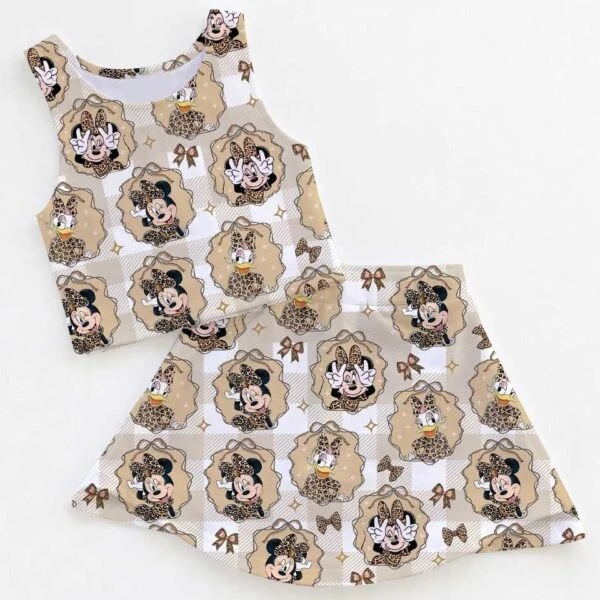 Women's Minnie & Daisy Leopard Activewear Set, Animal Kingdom Athletic Dress & Skort Outfit